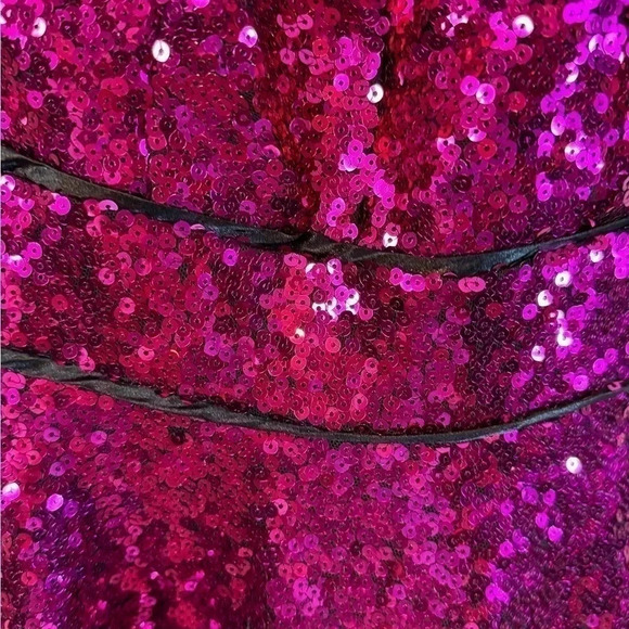 Crystal Doll Magenta & Black Sequined Mini Homecoming Prom Party Dress SIZE 3 JR - Picture 10 of 11